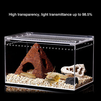 Кутия за отглеждане на влечуги Прозрачна акрилна кутия за хранене на влечуги Многофункционален терариум за насекоми Тарантули Земноводни Гущер