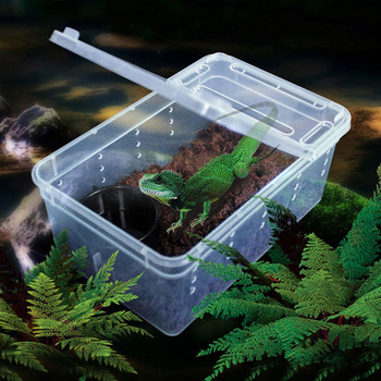Терариум за амфибии за влечуги Прозрачна пластмасова кутия Транспортиране на насекоми Влечуги Размножаване на живи Прозрачна кутия за хранене