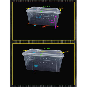 Терариум за амфибии за влечуги Прозрачна пластмасова кутия Транспортиране на насекоми Влечуги Размножаване на живи Прозрачна кутия за хранене