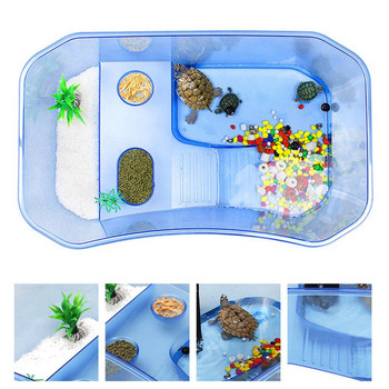 1PC Вивариумна кутия за костенурка от влечуги Аквариум за костенурка с рампа за греене Резервоар за вода за костенурка 40*23*13 см