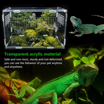 Reptile Breeding Box Acrylic Terrarium Feeding Box Διαφανές για Ζώα Reptile Pets Έντομο Spider Lizard Frog Pleasure