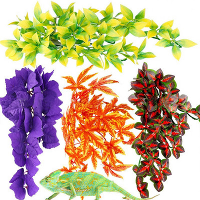 1/3/4 τεμ. Ερπετοειδών Φυτά 30 εκ. Ψεύτικα φύλλα Διακόσμηση βιότοπων Terrarium Rattan for Geckos Lizards Reptile Habitat Decor