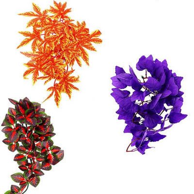 1/3/4 τεμ. Ερπετοειδών Φυτά 30 εκ. Ψεύτικα φύλλα Διακόσμηση βιότοπων Terrarium Rattan for Geckos Lizards Reptile Habitat Decor