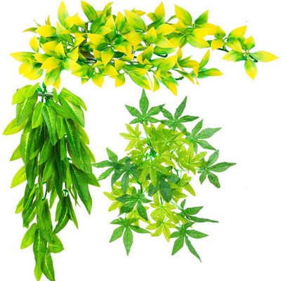 1/3/4 τεμ. Ερπετοειδών Φυτά 30 εκ. Ψεύτικα φύλλα Διακόσμηση βιότοπων Terrarium Rattan for Geckos Lizards Reptile Habitat Decor