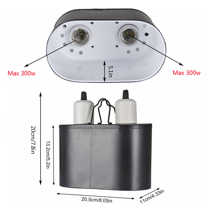 Reptile Lamp Double Lamp Dome UVB Double Light Head Turtle Lizard Reptile Double Head Heating Lamp Dome συνδυασμός κιτ αξεσουάρ