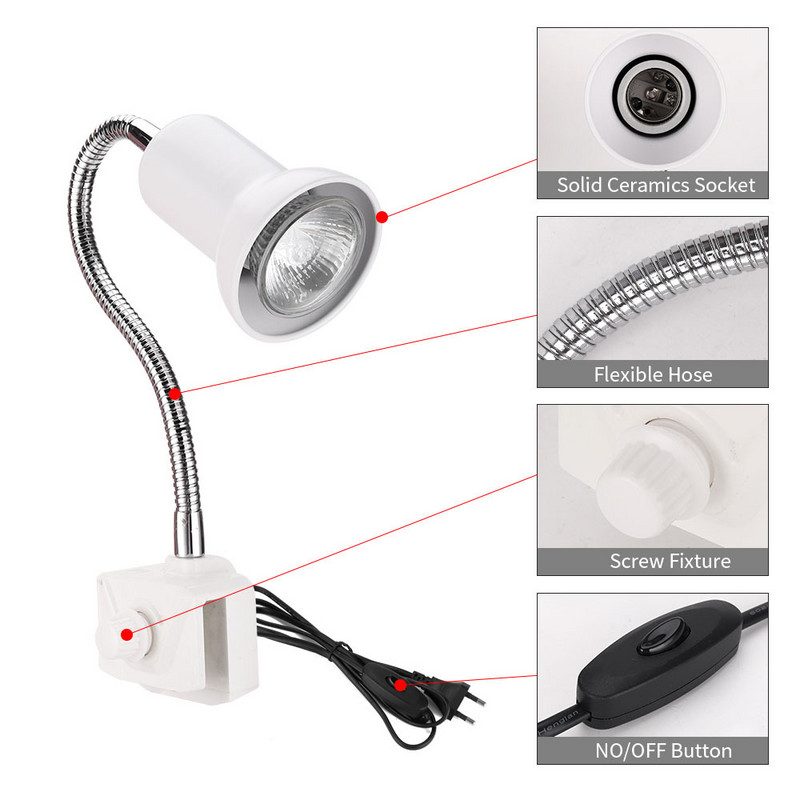 220V E27 UVA UVB Mājdzīvnieku rāpuļu lampa Piespraužama spuldzes lampas turētājs Bruņurupucis Basking UV apsildes lampu komplekts Bruņurupuču gaismas ķirzakas Apgaismojums