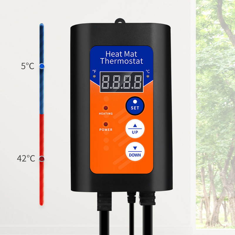 Termostat digital de covoraș de căldură, controler de temperatură de 1000 W pentru plante hidroponice, germinare a semințelor, reptile, animale de companie