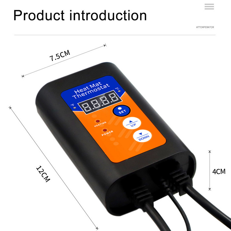 Termostat digital de covoraș de căldură, controler de temperatură de 1000 W pentru plante hidroponice, germinare a semințelor, reptile, animale de companie