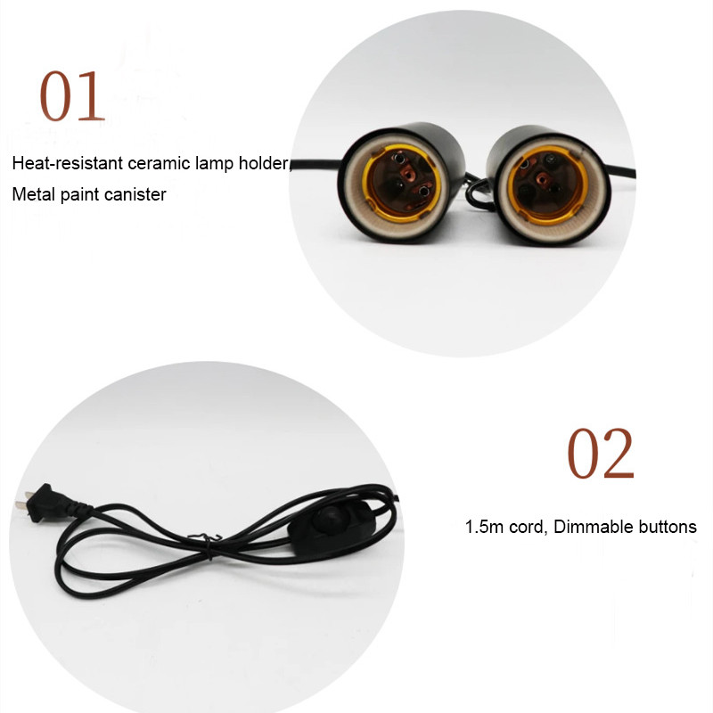 E27 Keramička grijaća svjetiljka za Kutiju za kućne ljubimce Kutija za kućne ljubimce Gušter kornjača Prekidač s mogućnošću prigušivanja s 1,5 m UVB lampom Lampa za gmazove Utičnica za kornjače