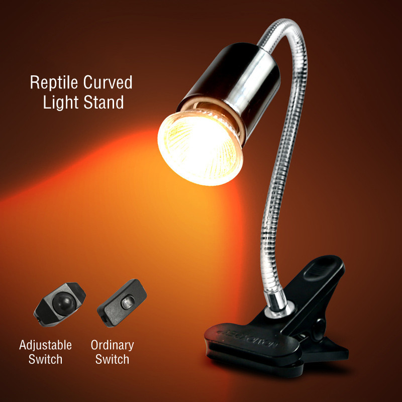 Lampă de încălzire pentru reptile, reglabilă UVA/UVB, suport cu clips pentru acvariu, lampă pentru reptile, șopârlă țestoasă, șarpe, terariu