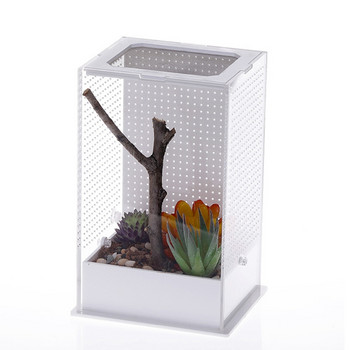 Κουτί τροφοδοσίας ερπετών Θήκη εκτροφής φορητό πλαστικό Terrarium Clear Insect Habitat for Mini Pet Lizard Centipede 2 μεγέθη