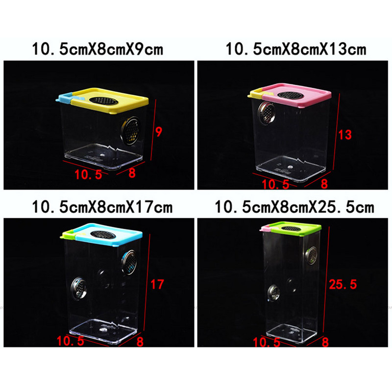 Akrüülist roomajate aretuskast, läbipaistev roomajate terraariumikandja, hingav söödakast madu ämbliksisaliku skorpioni sajajalgsele