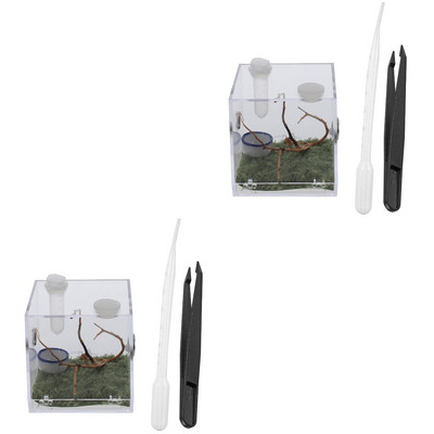 Cutie de păianjen Cușcă pentru reptile Terariu Habitat Acrilic Bug Hrănire melci Casă de reproducere Purtător Critter Tank Container Jumping Keeper