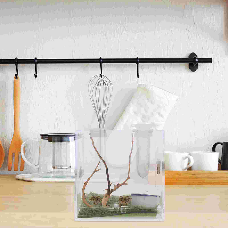 Cutie de păianjen Cușcă pentru reptile Terariu Habitat Acrilic Bug Hrănire melci Casă de reproducere Purtător Critter Tank Container Jumping Keeper