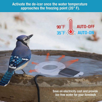 1 брой Зимен селскостопански нагревател за питейна вода Нагревател за размразяване на баня за птици (щепсел за САЩ)