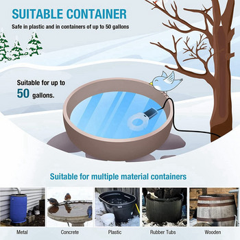 1 брой Зимен селскостопански нагревател за питейна вода Нагревател за размразяване на баня за птици (щепсел за САЩ)