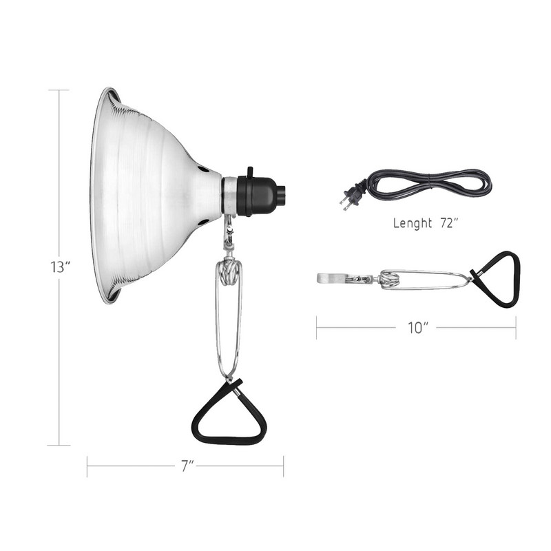 Klambervalgusti 8,5-tollise alumiiniumreflektoriga Garage Grow Light`i jaoks mõeldud fotograafia töötuled lemmikloomade klaasist anumate soojendustuled