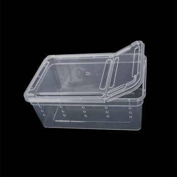 Терариум за влечуги Паяк Прозрачна пластмасова кутия за хранене на насекоми Транспортиране на влечуги Развъждане на жива храна Контейнер за хранене Кутия