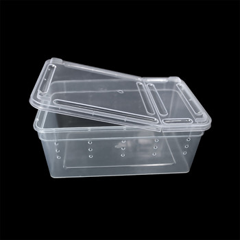 Терариум за влечуги Паяк Прозрачна пластмасова кутия за хранене на насекоми Транспортиране на влечуги Развъждане на жива храна Контейнер за хранене Кутия