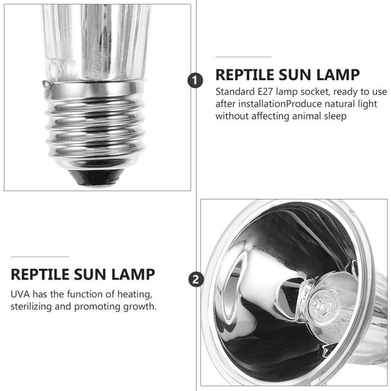 25W/50W/75W Reptile Bask Back Light Lampă de încălzire UVA UVB Bec ultraviolet cu spectru complet