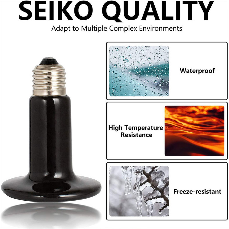 100 w mājdzīvnieku apsildes gaismas keramikas infrasarkanā apsildes lampa, sprādziendroša 220 V–240 V amfībijas rāpuļu mājdzīvnieku apkures lampas sildītājs