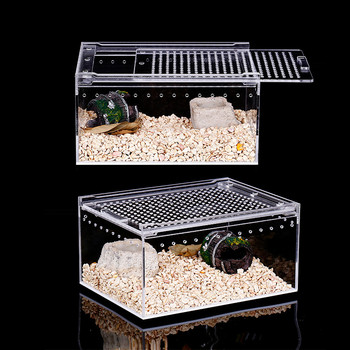 Κουτί αναπαραγωγής ερπετών Μεγάλο ακρυλικό διαφανές συρόμενο κάλυμμα Reptile Tank Insect Spider Tortoise Lizard Feeding Box Terrarium