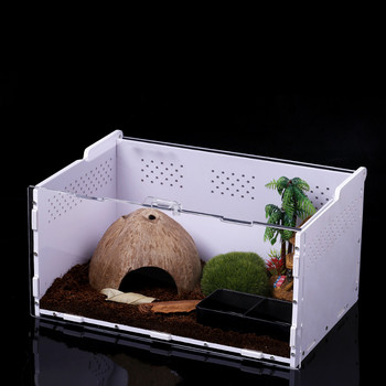 Акрилна кутия за размножаване на влечуги Кутия за домашни любимци Отглеждане Високо прозрачна магнитна и красива кутия Декорация на терариум за катерене на богомолка