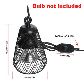 Reptile Heat Lamp Cap Heater Guard Lamp Shade with Dimmable Switch 360 Rotable Heat Lamp for Reptiles Fish Insect Amphibians