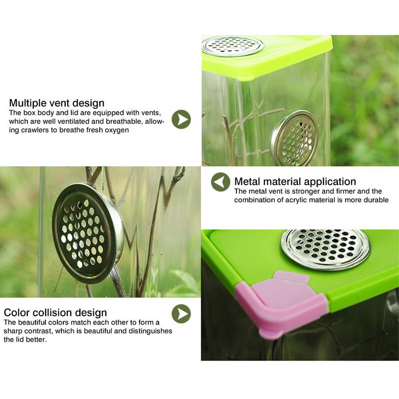 Rezervor de terariu Cutie transparentă de reproducție pentru reptile Cutie de hrănire pentru terariu pentru reptile din acril transparent Cutie ecologică asamblată Scorpion