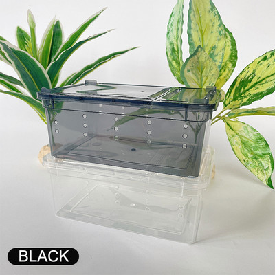 19cmx12.5cmx7.5cm Terariu pentru reptile Păianjen Cutie de hrănire din plastic transparent Container de hrănire pentru insecte