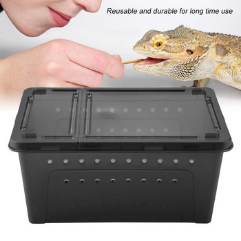 Кутия за хранене на влечуги Малък контейнер за размножаване на змии Прозрачна кутия за инкубация за люпене Мини къща за домашни любимци за гущер Тарантула Паяк