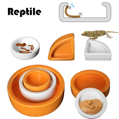 Hrănitor pentru reptile din ceramică, vas de apă, bol de hrănire pentru broasca testoasă șopârlă, bazin de șarpe, gecko cameleon