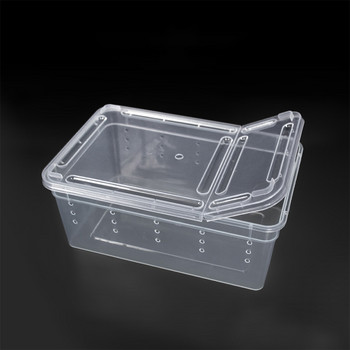 19cmx12.5cmx7.5cm Терариум за влечуги Паяк Прозрачна пластмасова кутия за хранене Контейнер за храна за насекоми Купички за терариум