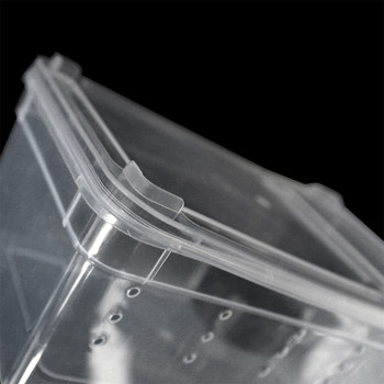 19cmx12.5cmx7.5cm Терариум за влечуги Паяк Прозрачна пластмасова кутия за хранене Контейнер за храна за насекоми Купички за терариум
