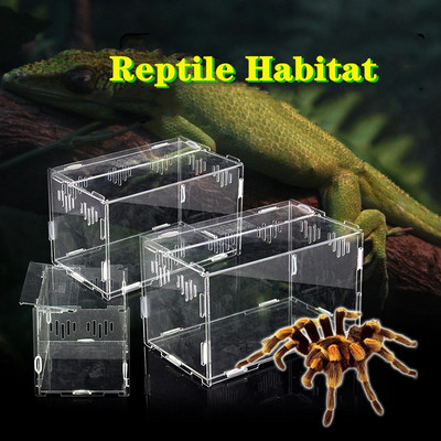 Кутия за размножаване на влечуги Акрилен паяк Гущер Микро местообитания Влечуги Подвижен терариум Вивариум Резервоар