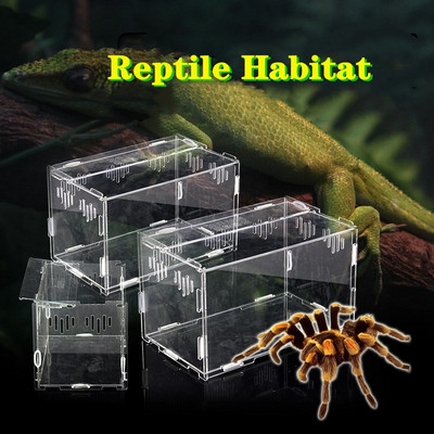 Hüllőtenyésztő doboz akril pókgyík mikro élőhelyek hüllők levehető terrárium vivarium tartálya
