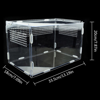 Прозрачна кутия за отглеждане на влечуги Акрилна кутия за хранене 360-градусов висок прозрачен магнитен терариум за катерене на домашни любимци