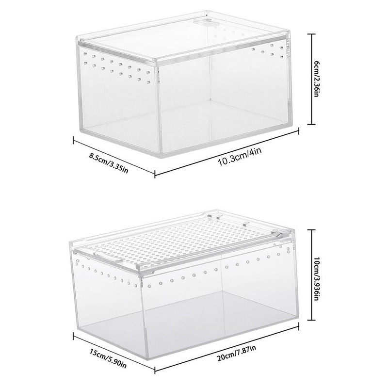 Păianjen negru văduvă, terariu respirabil pentru insecte mici, cutie transparentă de reproducere a reptilelor, cutie de hrănire tip capac glisant acrilic