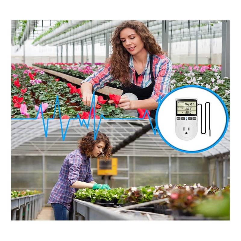 Controler digital de temperatură, Ecran LCD Încălzire Răcire Termostat pentru reptile cu sondă senzor, ℉/℃ 1800 W 120 V priză SUA