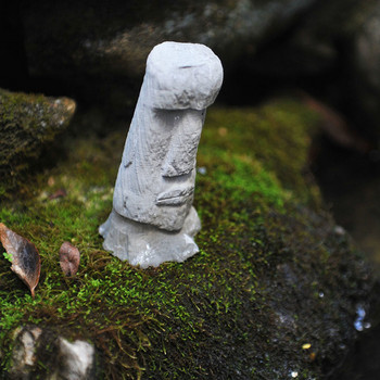 Древна каменна статуя на Великденския остров Пейзажен орнамент Декорация на резервоар за влечуги Статуи на моаи Аксесоари за декорация на домашно бюро