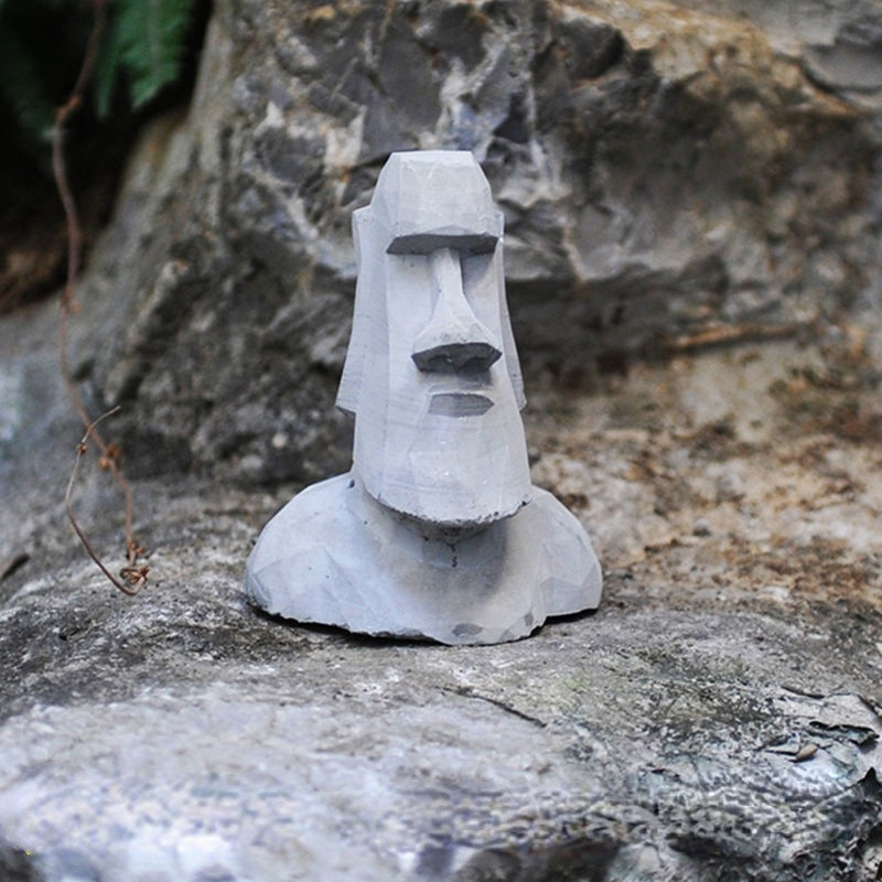Statuie antică de piatră din Insula Paștelui, ornament peisaj, decorare rezervor de reptile, statui moai, accesorii de decorare a biroului de acasă