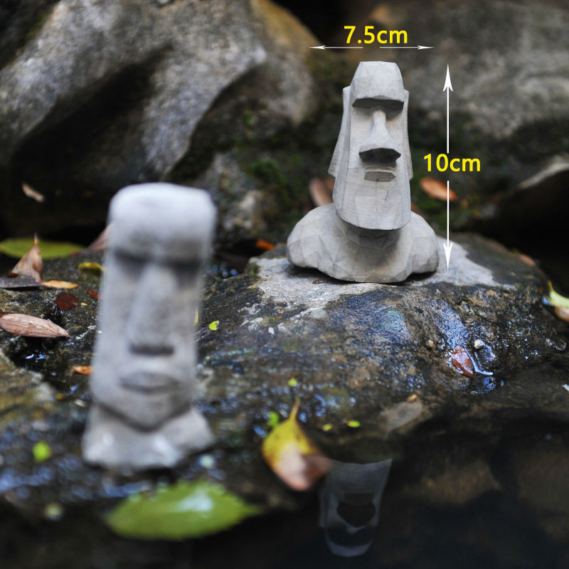 Statuie antică de piatră din Insula Paștelui, ornament peisaj, decorare rezervor de reptile, statui moai, accesorii de decorare a biroului de acasă