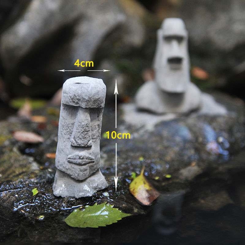 Statuie antică de piatră din Insula Paștelui, ornament peisaj, decorare rezervor de reptile, statui moai, accesorii de decorare a biroului de acasă