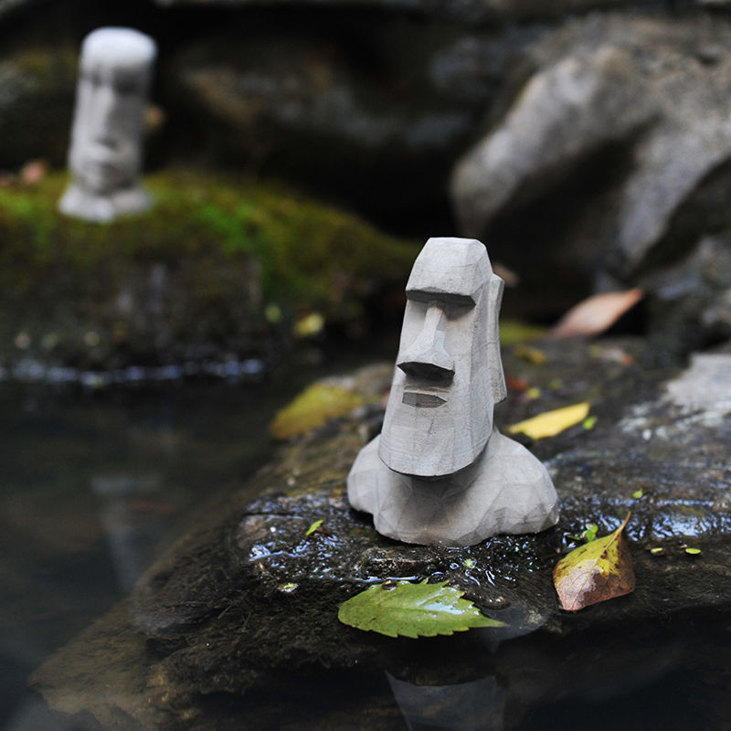 Statuie antică de piatră din Insula Paștelui, ornament peisaj, decorare rezervor de reptile, statui moai, accesorii de decorare a biroului de acasă