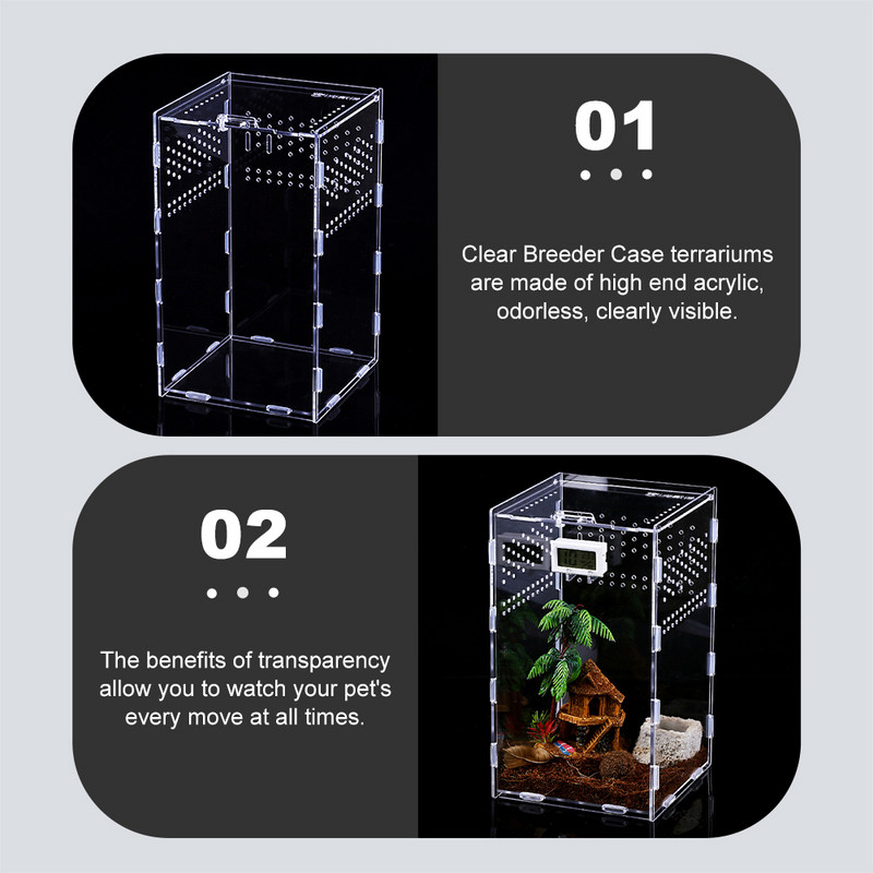 Roomajate kastid Clearpet Kasvatajakastid Konteinerid Kasvatajad Sisalike elupaikade inkubaatorid Läbipaistvad ämblikuhoidikud