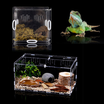 Нов акрилен терариум Кутия за размножаване на паяци Кутия за хранене на влечуги за катерене Терариум за домашни любимци Змия Паяк Гущер Скорпион Стоножка