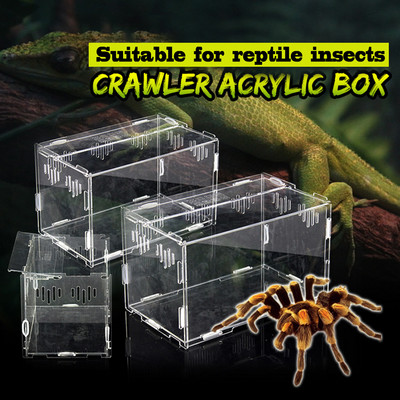 Jauna akrila terārija zirnekļu audzēšanas kaste Reptiļu barošanas kaste kāpšanai mājdzīvnieku terārija čūska zirnekļa ķirzaka skorpions simtkājis