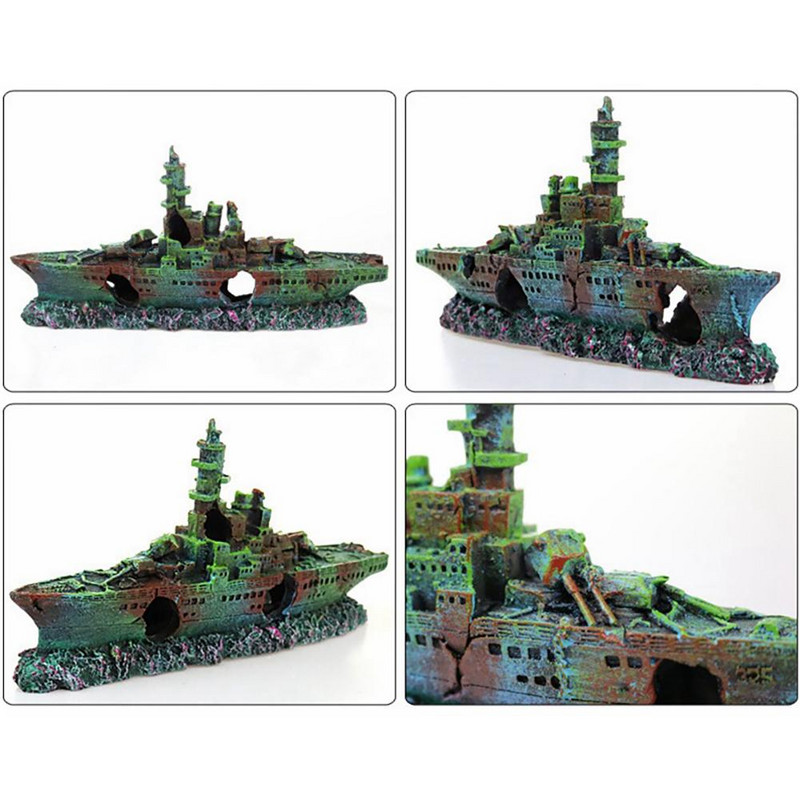 Διακόσμηση πλοίου ενυδρείου Ρεαλιστική διακόσμηση πειρατικού πλοίου ναυάγιο Ενυδρείο στολίδια εξωραϊσμού για δεξαμενή ψαριών Είδη κατοικίδιων διακοσμητικών μπολ ψαριών