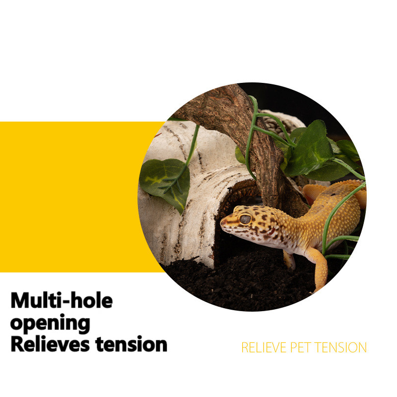 Habitat de reptile Ornament de rășină Bușten de șopârlă Ascunzătoare de animale mici Peșteră Scoarță Bend Leopard Gecko Păianjen Șarpe Țestoasă Pește Creveți 2021