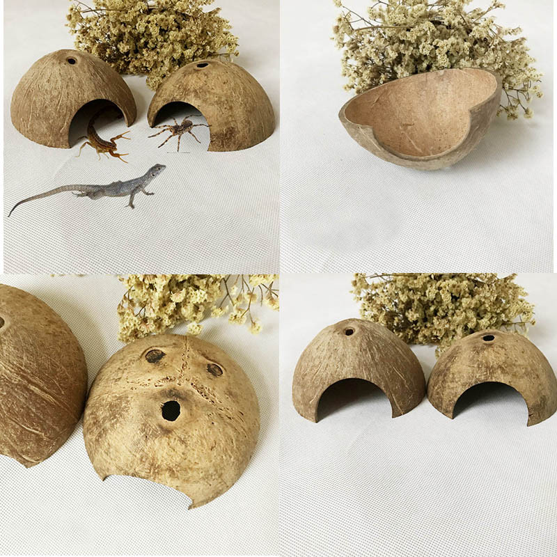 Ascunde de reptile peșteră naturală nucă de cocos șopârlă păianjen habitat broaște țestoasă creveți casa acvariu decor pentru acvariu GQ999